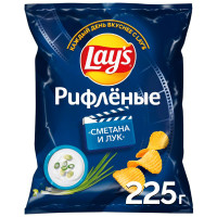 Чипсы Lay's Рифленые Сметана-Лук 225г