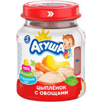 Пюре Агуша Цыпленок мясное с овощами с 6 месяцев, 100г