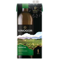 Вино Vinogor Шардоне белое полусухое 12%, 1л Вино Vinogor Шардоне белое полусухое 12%, 1л