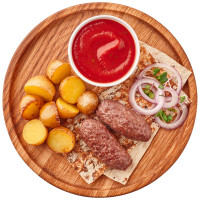 Кебабы мясные с картофелем Перекрёсток Select, 250г Кебабы мясные с картофелем Перекрёсток Select, 250г