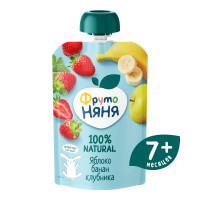 Десерт ФрутоНяня яблоко-банан-клубника с 7 месяцев, 90г Десерт ФрутоНяня яблоко-банан-клубника с 7 месяцев, 90г
