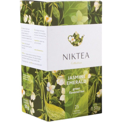 Изображение товара Чай Niktea Жасмин Эмеральд зелёный байховый с жасмином, 25х2г