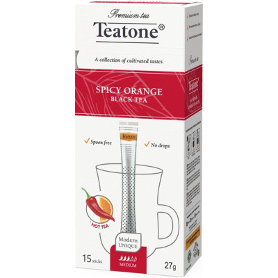 Изображение товара Чай Teatone Пряный апельсин в стиках чёрный, 15х1,8г