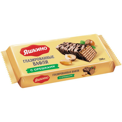 Изображение товара Вафли Яшкино глазированные с орешками, 200г