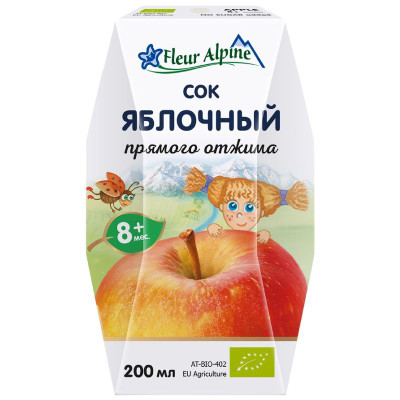 Изображение товара Сок Fleur Alpine Яблоко прямого отжима с 8 месяцев, 200мл