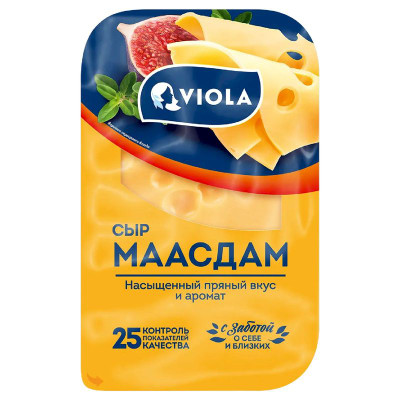 Изображение товара Сыр полутвёрдый Viola Маасдам 45% нарезка, 120г