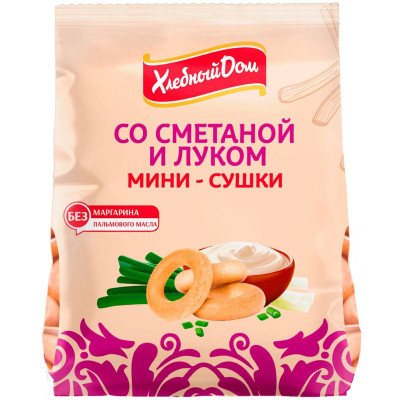 Изображение товара Мини сушки Хлебный Дом Лук и Сметана, 180г