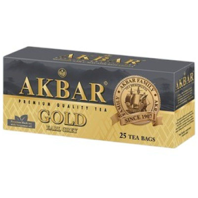 Изображение товара Чай Akbar Gold Граф Грей чёрный с ароматом бергамота в пакетиках, 25x2г