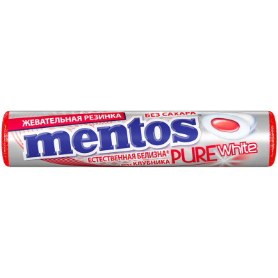 Изображение товара Жевательная резинка Mentos Pure White Клубника, 15.5г