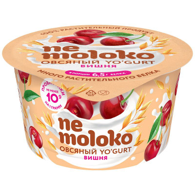 Изображение товара Продукт овсяный Nemoloko Yogurt вишня обогащённый для детского питания, 130г