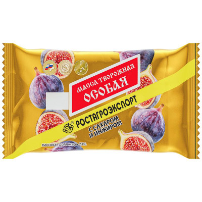 Изображение товара Масса Ростагроэкспорт Особая творожная с сахаром и инжиром 23%, 180г