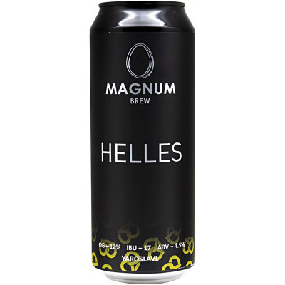 Изображение товара Пиво Магнум Хеллес светлое нефильтрованное, 450мл