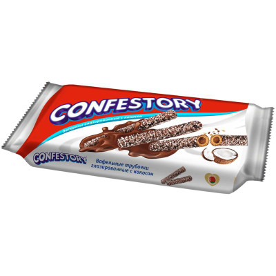Изображение товара Вафельные трубочки Confestory Райский хруст глазированные с кокосом, 105г