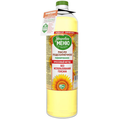 Изображение товара Масло подсолнечное Здоровое Меню рафинированное, 900мл