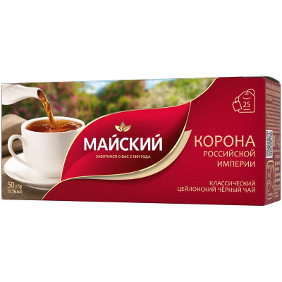 Изображение товара Чай Майский Корона Российской Империи чёрный в пакетиках, 25х2г