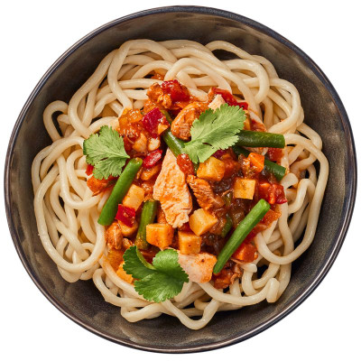 Изображение товара Каурма лагман из курицы с овощами и аджикой Перекрёсток Select, 300г