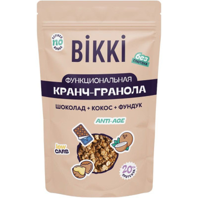 Изображение товара Гранола Bikki шоколад-кокос-фундук, 150г