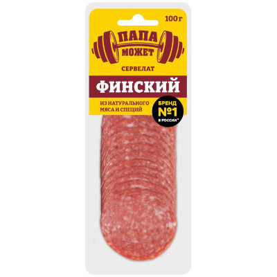 Изображение товара Колбаса Папа Может Сервелат Финский варёно-копчёная, 100г