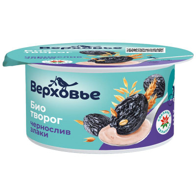 Изображение товара Биотворог Верховье Чернослив-Злаки 4.2%, 120г