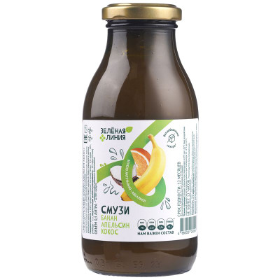 Изображение товара Смузи Банан-Апельсин-Кокос Зелёная Линия, 330мл