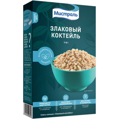 Изображение товара Хлопья Мистраль Смесь Злаковый коктейль, 400г