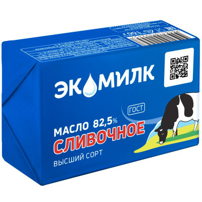 Изображение товара Масло сладкосливочное Экомилк Традиционное несолёное высшего сорта 82.5%, 100г