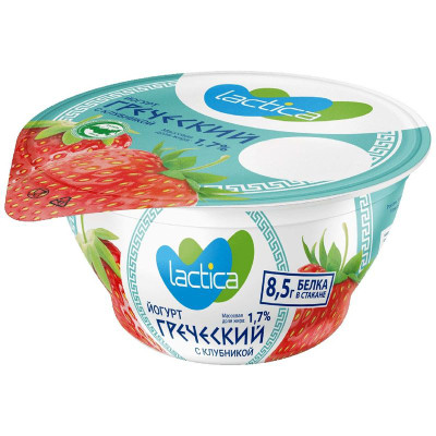 Изображение товара Греческий йогурт Lactica двухслойный с клубникой 1.7%, 130г