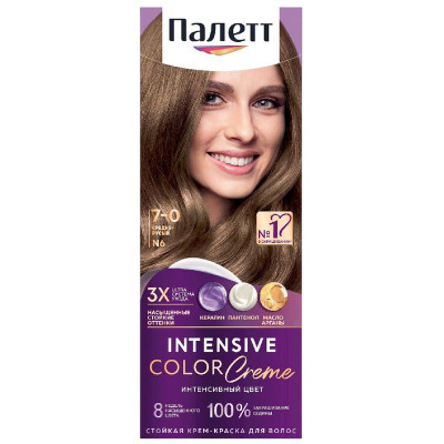Изображение товара Стойкая крем-краска для волос Палетт 7-0 защита от вымывания цвета, 110мл