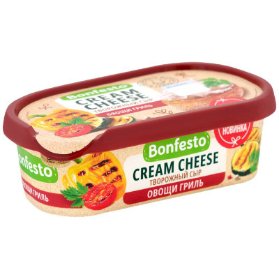 Изображение товара Сыр творожный Bonfesto Кремчиз вкусом овощи гриль 65%, 140г