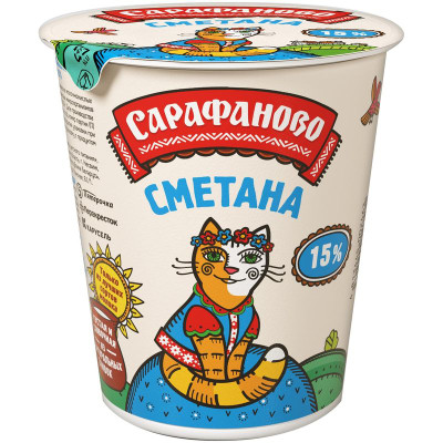Изображение товара Сметана 15% Сарафаново, 300г