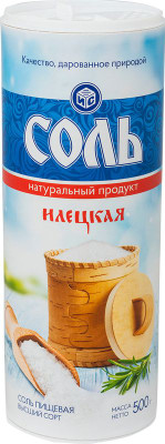 Изображение товара Соль Илецкая поваренная пищевая высшего сорта помол 1, 500г