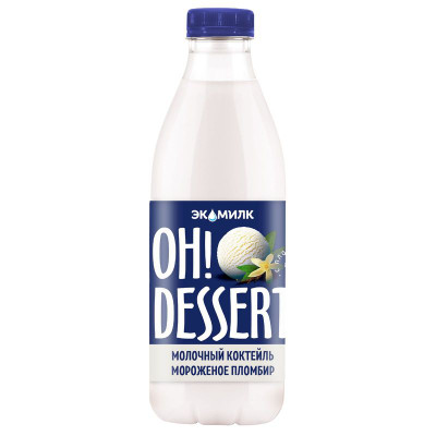 Изображение товара Молочный коктейль Экомилк Ох! Десерт с пломбиром 2%, 900мл