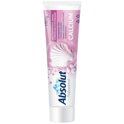 Изображение товара Зубная паста Absolut Professional Calcium Восстановление эмали и бережное отбеливание, 110г