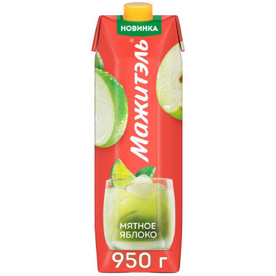 Изображение товара Коктейль Мажитэль сывороточно-молочный с соком со вкусом Мятное яблоко, 950г