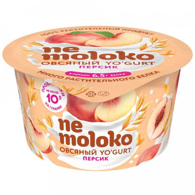 Изображение товара Продукт овсяный Nemoloko Yogurt персик обогащённый для детского питания, 130г