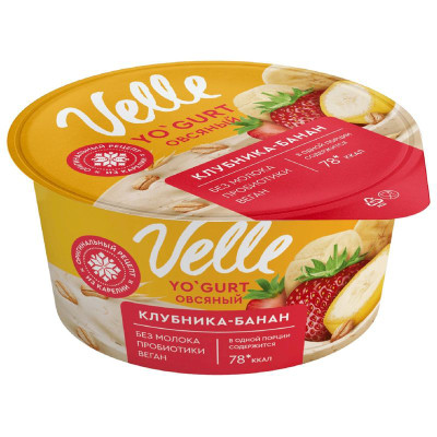 Изображение товара Продукт овсяный Velle Клубника-банан ферментированный, 130г