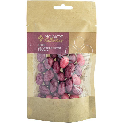 Изображение товара Драже Миндаль в йогуртовой глазури с малиной и черникой смесь Market Collection, 80г