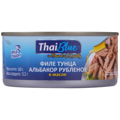 Изображение товара Тунец Thai Blue Альбакор филе рубленое в масле, 160г