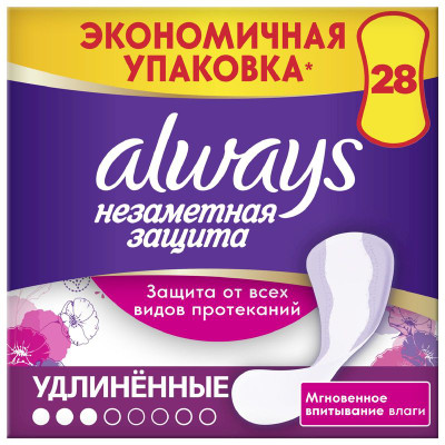 Изображение товара Прокладки ежедневные Always Незаметная защита duo удлинённые, 28шт