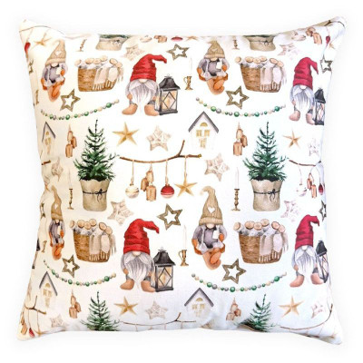 Изображение товара Подушка Seasons Гномы бархат 40х40см, зелёная