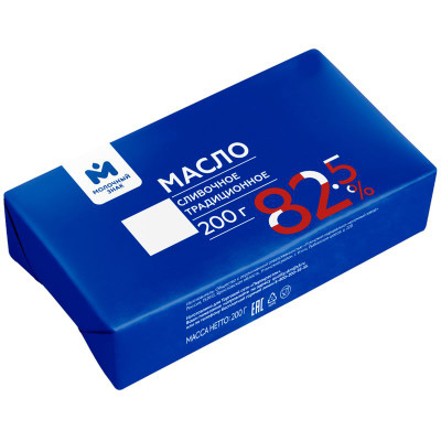 Изображение товара Масло сливочное Традиционное 82.5% Молочный Знак, 200г