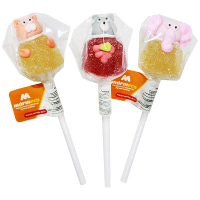 Изображение товара Мармелад Мармики желейный с клубникой, апельсином и черной смородиной, 25г