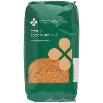 Изображение товара Сахар тростниковый кристаллический Маркет, 1кг