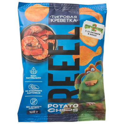 Изображение товара Чипсы Reeel Тигровая креветка картофельные, 100г
