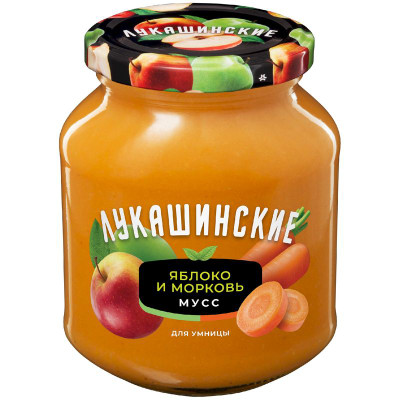 Изображение товара Мусс Лукашинские десерты Фитнес яблочно-морковный, 370г