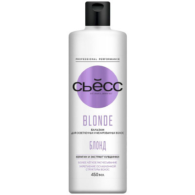 Изображение товара Бальзам Сьёсс Blonde для осветленных и мелированных волос, укрепляет ослабленную структуру волос, 450мл
