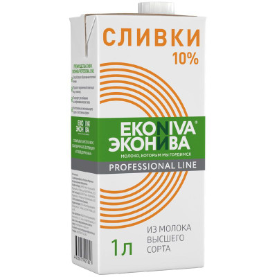 Изображение товара Сливки ультрапастеризованные ЭкоНива Professional Line 10%, 1л