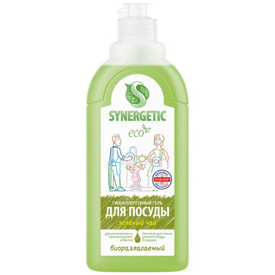 Изображение товара Гель Synergetic для мытья посуды биоразлагаемый с ароматом зеленого чая, 500мл