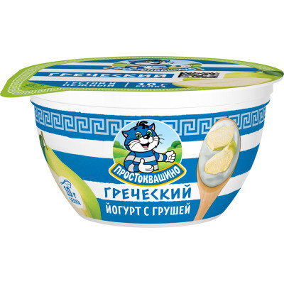 Изображение товара Йогурт Простоквашино Греческий с грушей густой 1.8%, 130г