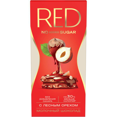 Изображение товара Шоколад молочный Red Delight с пониженной калорийностью с фундуком, 70г